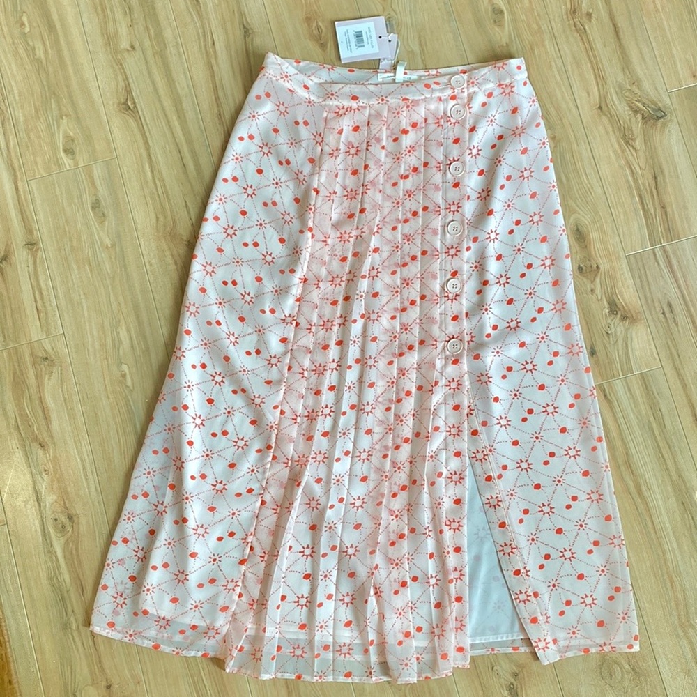 🆕 Avec Les Filles Constellation-Print Pleated Side-Button Midi Skirt Size 6
